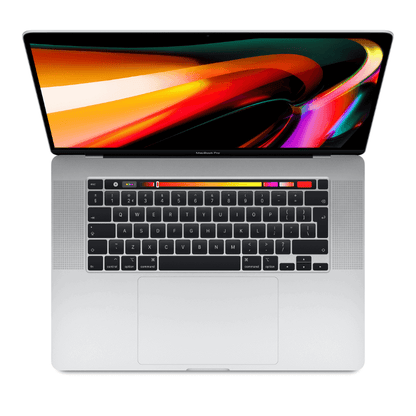 MacBook Pro 16 inch 2019 Intel i7 Zilver bovenkant
