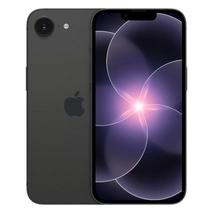 Refurbished iPhone 17e 256GB in Zwart, voor- en achterkant