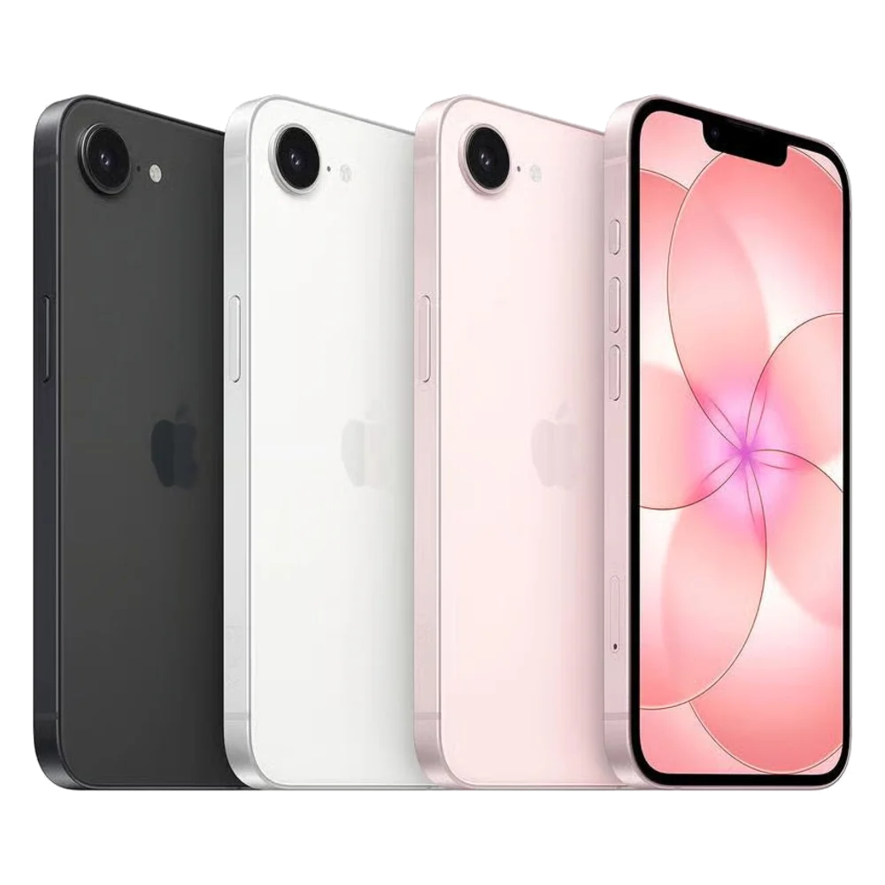 iPhone 17e 256GB in Zwart, zijkant met Actieknop